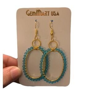 Gold‎ plated blue gemstone earrings #jewellery